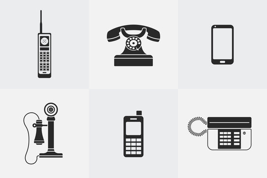 Vector silhouette telephone icons