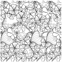 Seamless floral monochrome pattern stock vector illustration