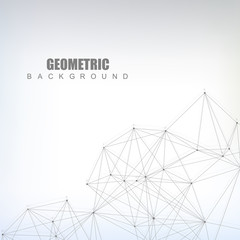 Geometric abstract background with connected line and dots. Structure molecule and communication. Scientific concept for your design. Medical, technology, science background. Vector illustration.