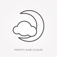 Line icon month and cloud