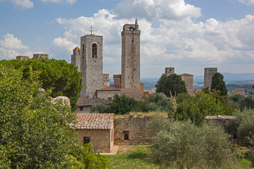 Fototapeta na wymiar Picturesque view of the medieval town of San Gimignano, Tuscany, Italy