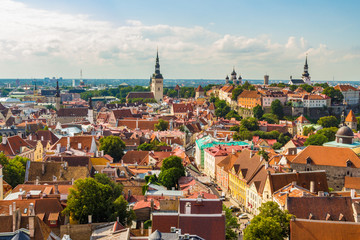 Fototapeta na wymiar Aerial View of Tallinn Old Town in a beautiful summer day, Estonia