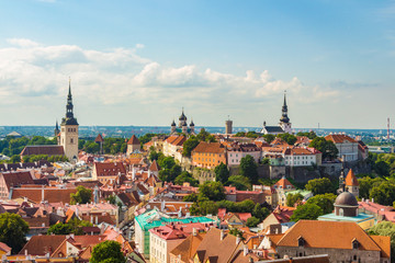 Obraz premium Aerial View of Tallinn Old Town in a beautiful summer day, Estonia