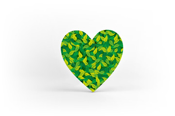 Cuore ecologico con foglie verdi\