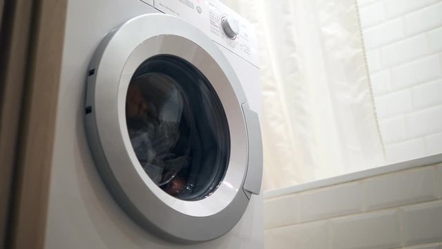 Working washing machine. 4K