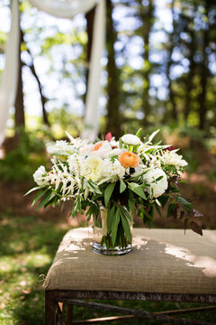 Wedding bouquet outside