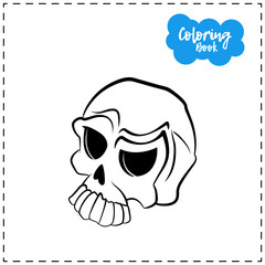 Vector of contour skull illustration for Halloween with emotion on a white background.