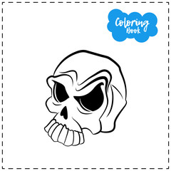 Vector of contour skull illustration for Halloween with emotion on a white background.