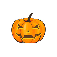 Halloween is isolated with a terrible pumpkin in a cartoon style on a white background. Vector Illustration on Halloween Celebration for your projects