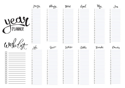 Bullet Journal Year Monthly Planner
