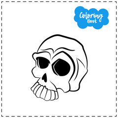 Vector of contour skull illustration for Halloween with emotion on a white background.