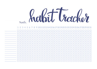 Monthly planner habit tracker blank template