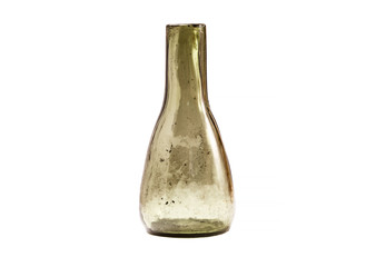 Antique small glass bottle isolated on white