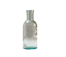 Vintage small glass bottle isolated on white