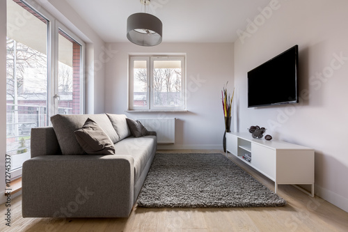 "Living room with brown couch" Stockfotos und lizenzfreie Bilder auf