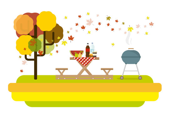 autumn picnic nature poster