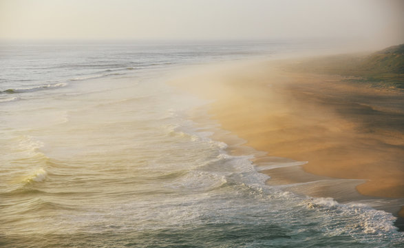 Dramatic seashore at sunset