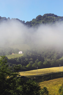 Morning mist in a valley in the Pyrenees