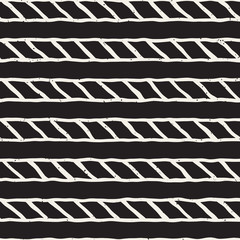 Hand drawn seamless pattern. Abstract geometric tiling background in black and white. Vector stylish doodle line lattice