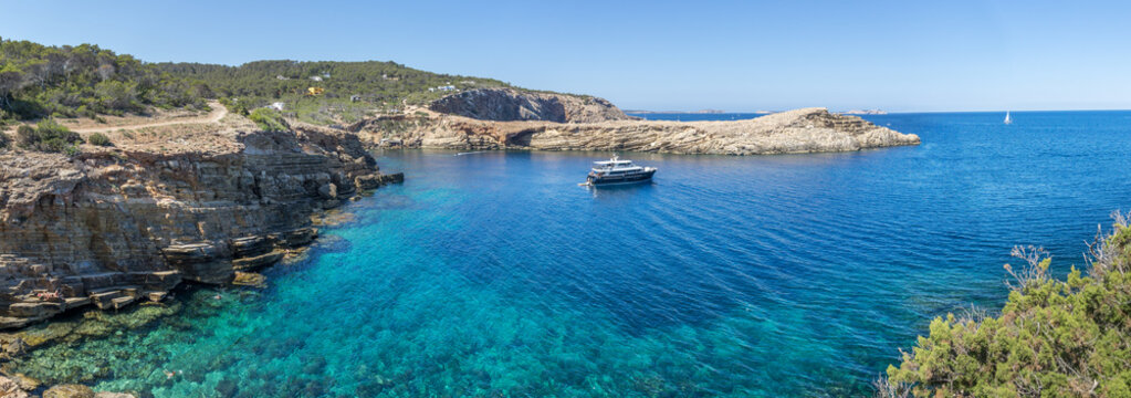 Panorama of a cove off a cliff