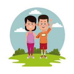 Kids at park icon vector illustration graphic design
