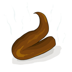 Cartoon brown excrement dung, shit is steaming stock vector illustration on white
