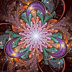 Bright colorful fractal flower background , floral pattern