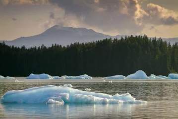Handdoek met foto Gletsjers IJsbergen van de Leconte-gletsjer. Kleurrijk ijs van de Leconte-gletsjer verplaatst zich naar LeConte Bay op de binnendoorgang in Zuidoost-Alaska nabij de stad Petersburg.  © LoweStock