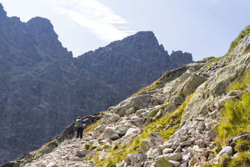 Tourists hiking in the mountains