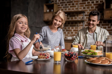 Family in kitchen