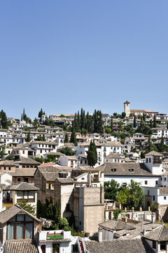 Overview of UNESCO listed Albaicin quarter in Granada, Andalusia, Spain
