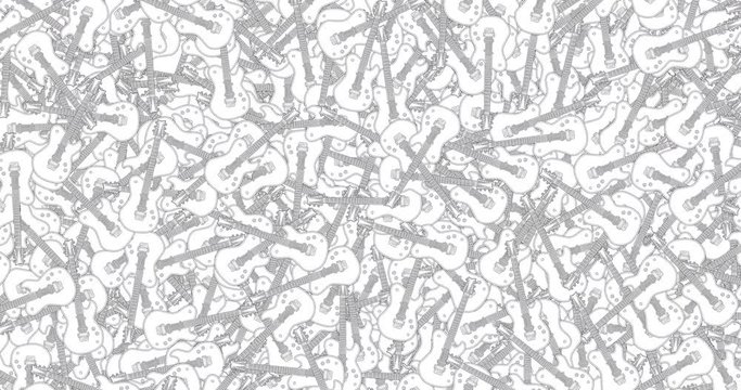 Abstract electric guitars animation / 2D animation of hundreds of cartoon style guitars spinning