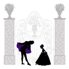 Young couple silhouette