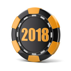 chip of casino 2018. Image with clipping path