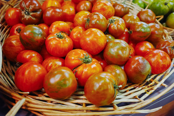 Ancient Provencal french tomatoes on the street market