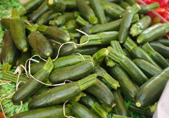 Fresh small green mini courgette