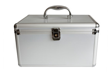 A suitcase for compact discs.
Horizontally, a front view. Isolated on a white background.