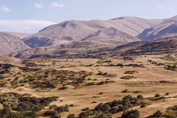 View of fields and mountains, Armenia