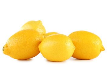 Ripe lemons isolated on white background