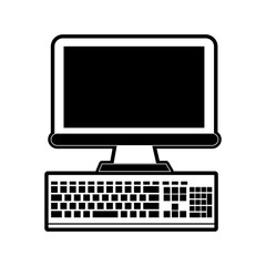 computer and keyboard icon image vector illustration design  black and white