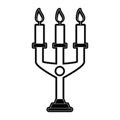 chandelier with lit candles icon image vector illustration design  black and white