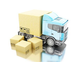 3d Truck with carboard boxes