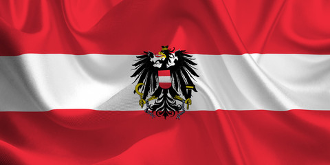 Variant Waving flag of the Austria. Austrian Flag in the Wind. Austrian National mark. Waving...
