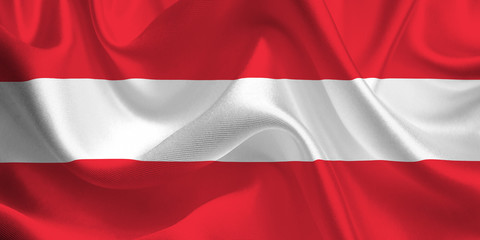Waving flag of the Austria. Austrian Flag in the Wind. Austrian National mark. Waving Austria  Flag. Austria Flag Flowing.
