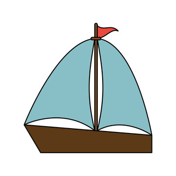 sailboat with flag icon image vector illustration design 