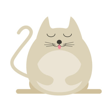 fat cat cartoon icon image vector illustration design 