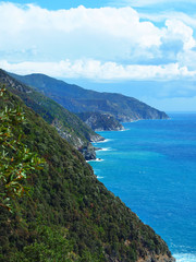 Fototapeta na wymiar The Cingue Terre National Park in Liguria region. UNESCO World Heritage Site. Italy, September 2017.