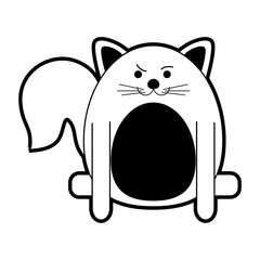 fat cat cartoon icon image vector illustration design  black and white