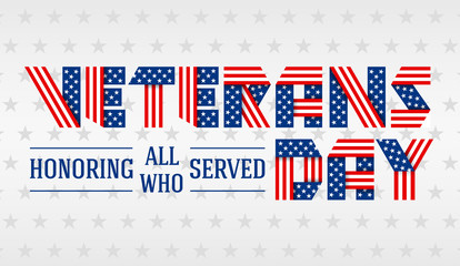 US Veterans Day greeting card. Vector illustration.