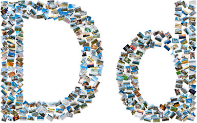 Collage of photos forming english alphabet